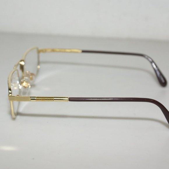 (NWT) Vintage 90's Rectangle Metal Half Frame Reading Glasses (Gold/Green) - Picture 2 of 4